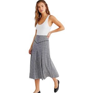 Kayra Womens Skirt Sz 38 European Sz 10 US Maxi Houndstooth Equestrian Pleated